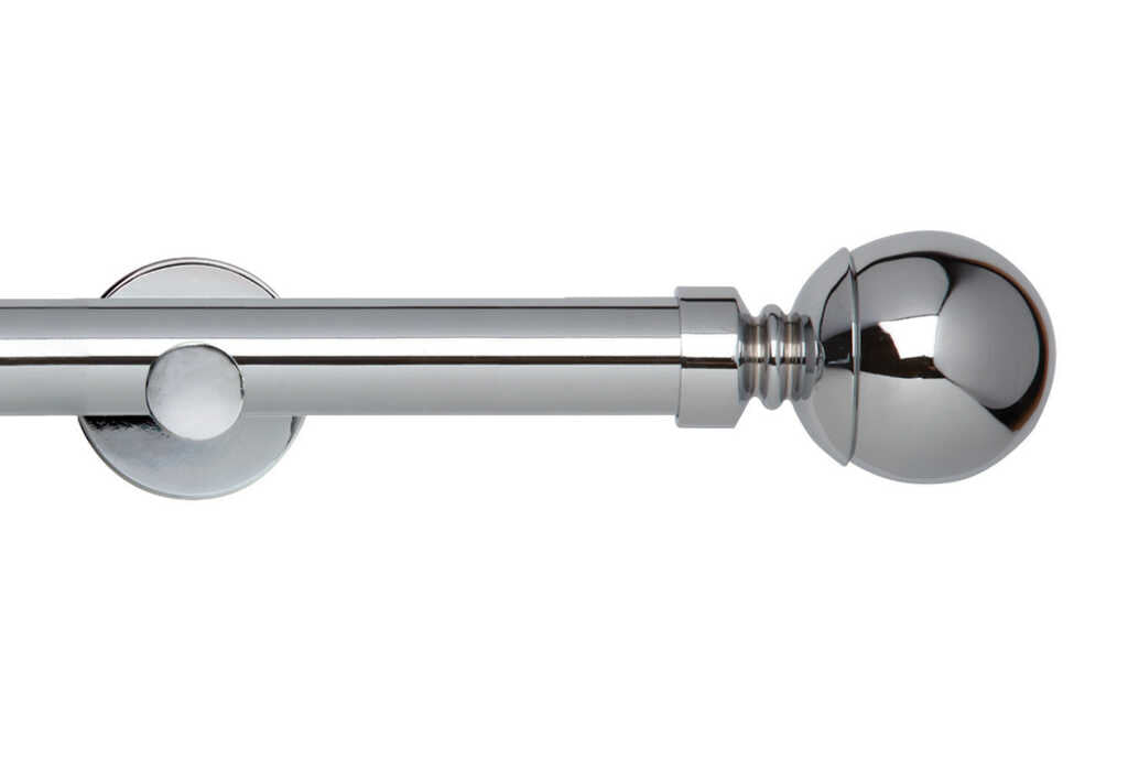 28mm Neo Ball Chrome Eyelet Curtain Pole 240cm Cyl
