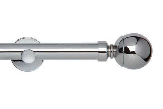 28mm Neo Ball Chrome Eyelet Curtain Pole 360cm Cyl