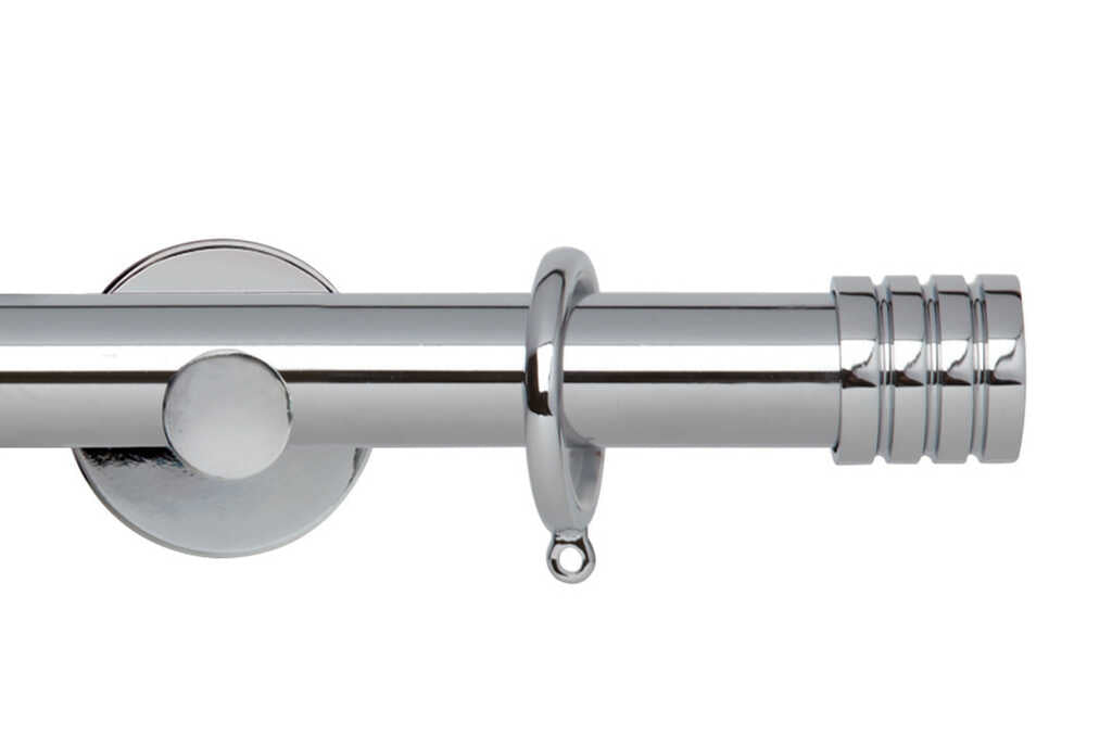 28mm Neo Stud Chrome Curtain Pole 300cm Cyl