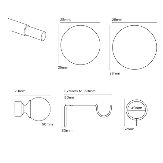 Speedy 25-28mm 200-380cm Pristine Ball Pole set Chrome