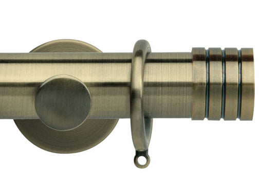 35mm Neo Stud Spun Brass Curtain Pole 360cm