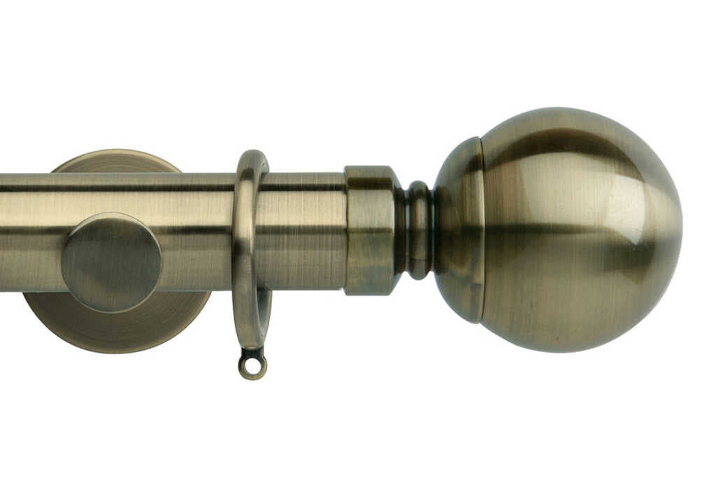 35mm Neo Ball Spun Brass Curtain Pole 180cm