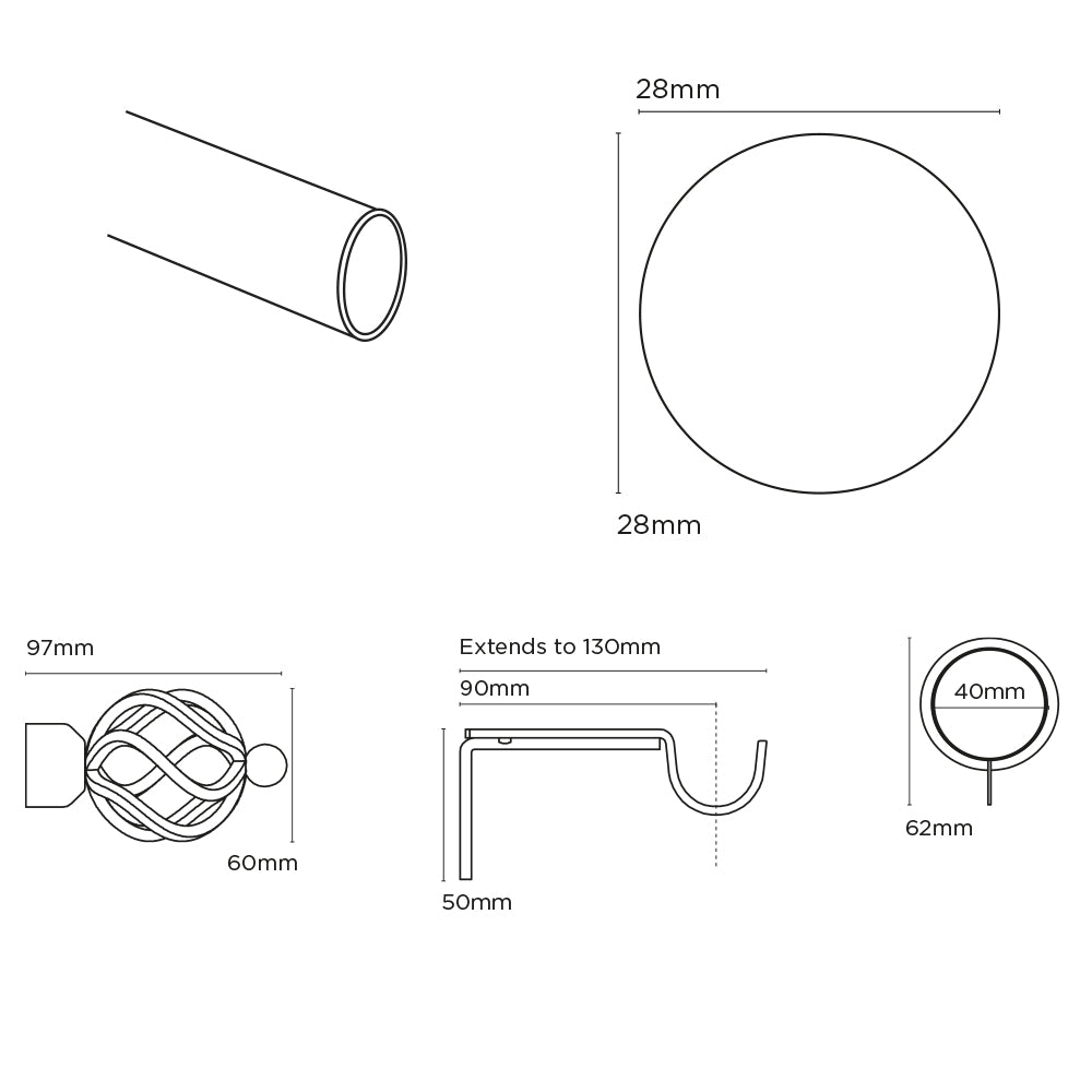 Speedy 28mm 300cm Cage Pole set Antique Brass