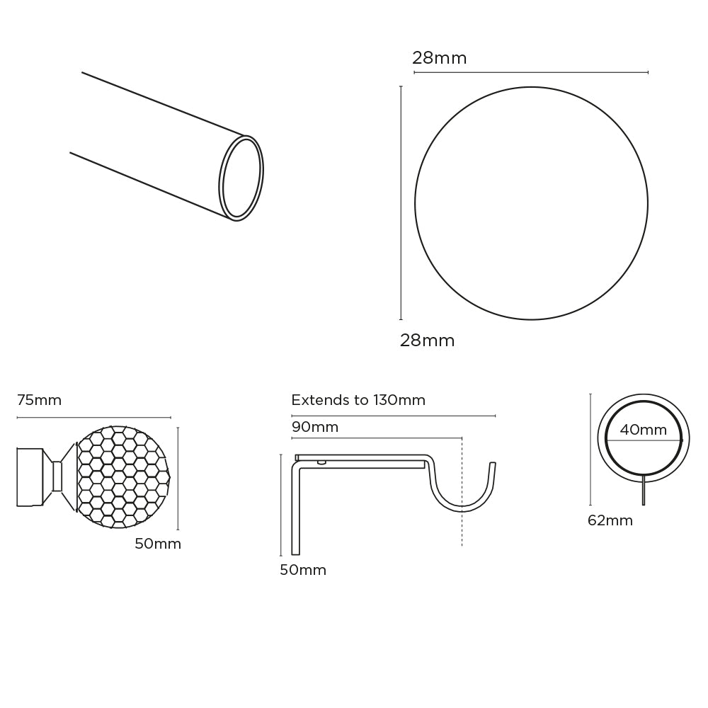 Speedy 28mm 300cm Crystal Pole set Satin Silver