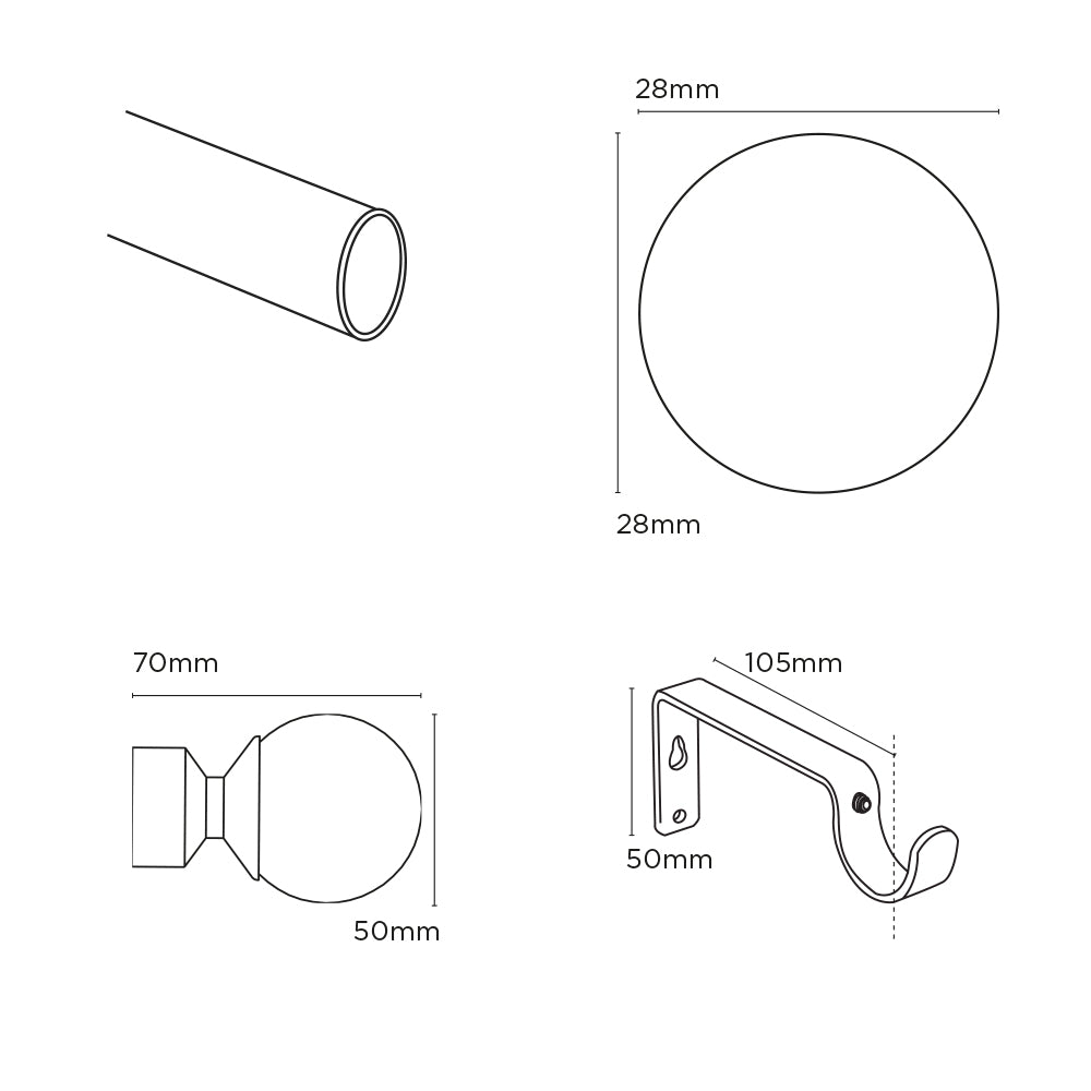 Speedy 28mm 250cm Rome Eyelet Pole set Satin Silver