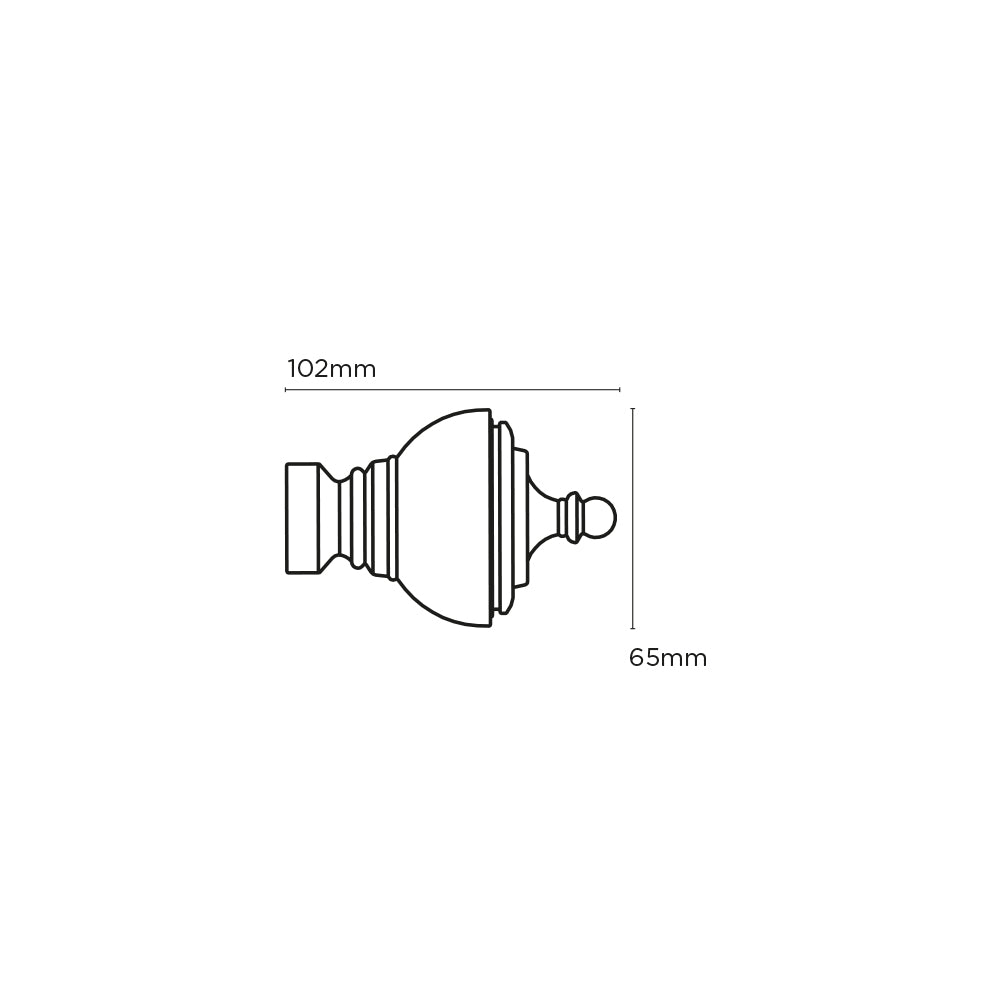 Speedy 28mm Poles Apart Vienna Finials - Pair - Satin Silver