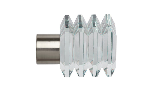 Speedy 28mm Poles Apart Square Finials - Pair - Satin Silver