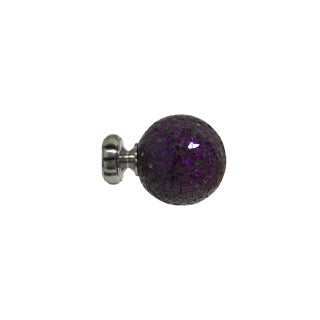 Speedy 28mm Poles Apart Purple Mosaic Finials - Pair - Satin Silver