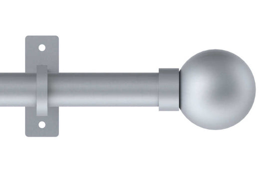 25mm Arc Soft Silver Ball Eyelet Curtain Pole 400cm
