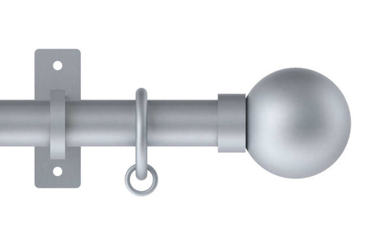 25mm Arc Soft Silver Ball Curtain Pole 500cm