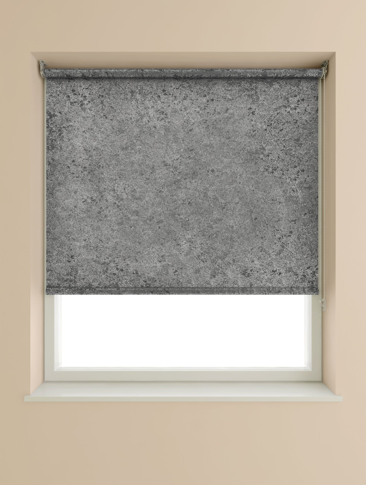 Speedy Blackout Crushed Velvet Roller Blind 120cm W x 160cm D Silver