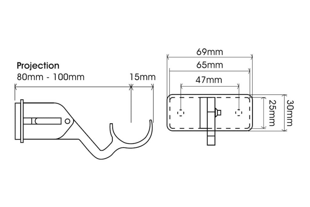 25mm Arc Bronze Extendable Passing Bracket - single