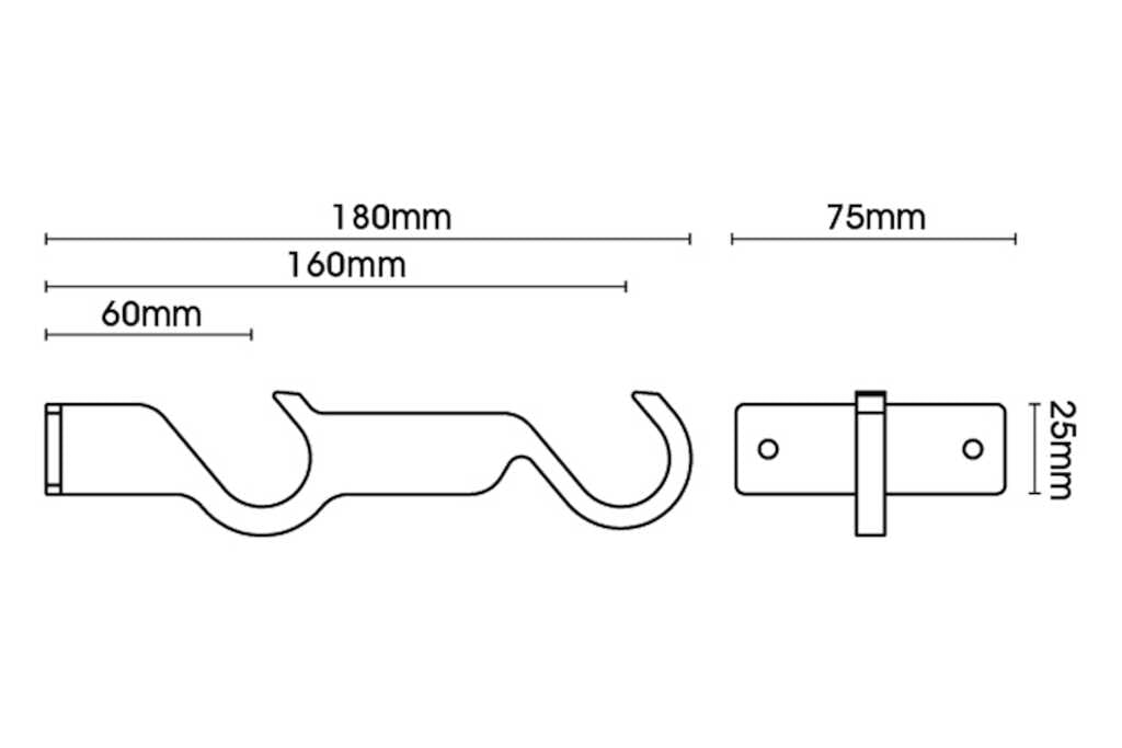 25mm Arc Bronze Double Mid Bracket - single