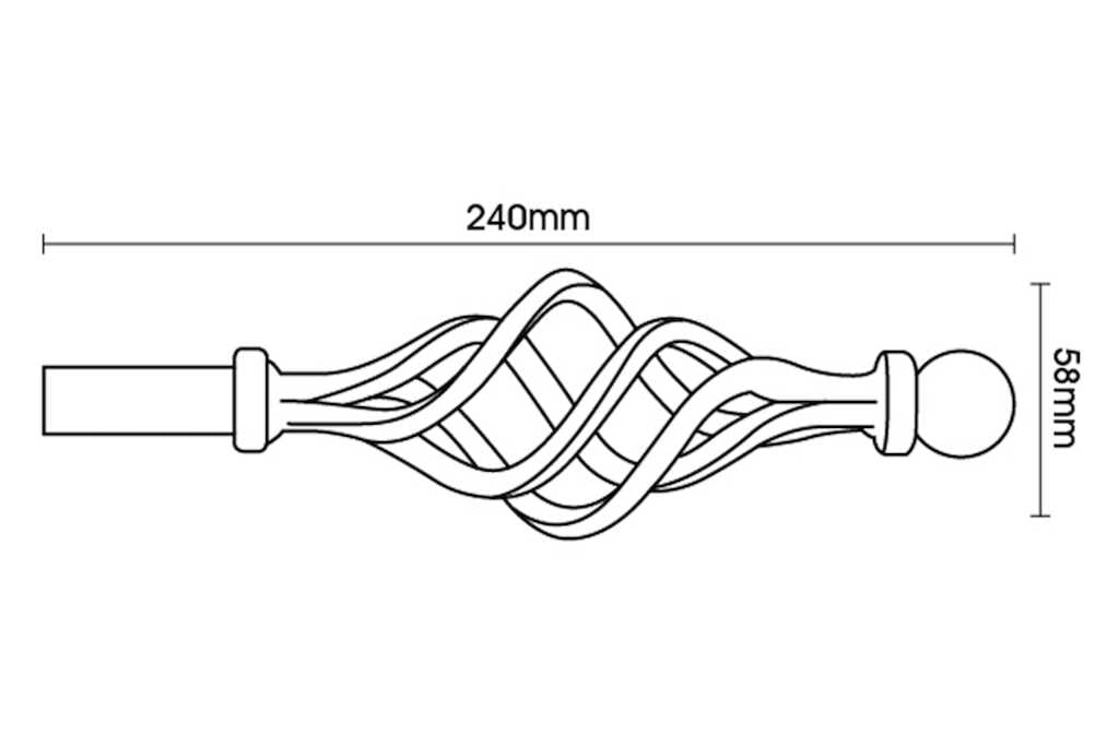 Artisan 16mm Classic Wrought Iron 300cm Black BAY Curtain Pole Cage