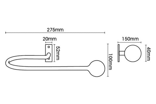 Artisan Classic Wrought Iron Extended Holdbacks Cannon