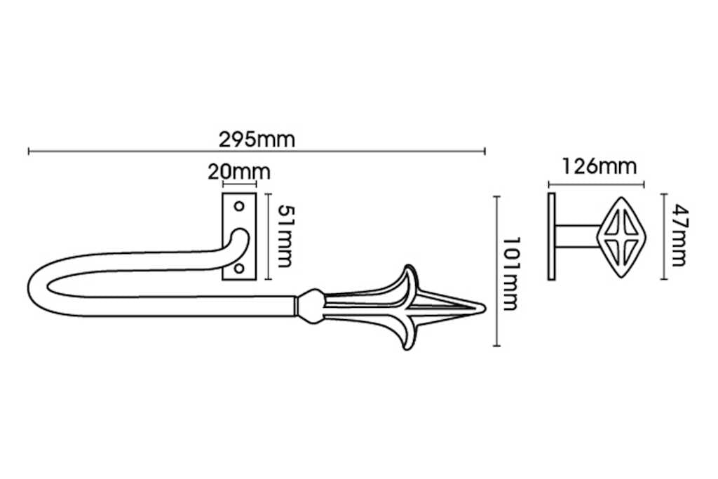 Artisan Classic Wrought Iron Extended Holdbacks Spear