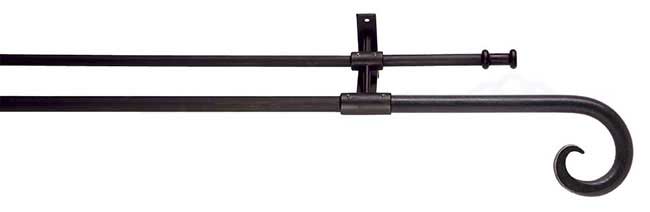 Artisan 16mm Classic Wrought Iron 300cm Black Double Curtain Pole Curl