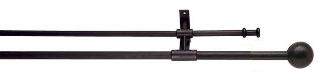 Artisan 16mm Classic Wrought Iron 200cm Black Double Curtain Pole Cannon