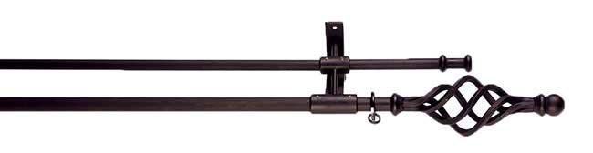 Artisan 16mm Classic Wrought Iron 300cm Black Double Curtain Pole Cage