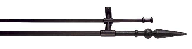 Artisan 16mm Classic Wrought Iron 150cm Black Double Curtain Pole Ball and Spear