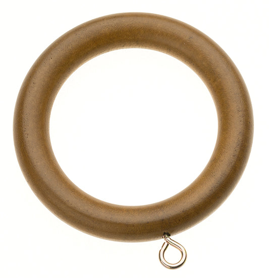 Swish Naturals Wooden Curtain Rings for 35mm dia pole - Aged Oak - Pack of 12