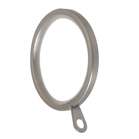 Swish Soho Metal Curtain Rings for 28mm dia pole - Satin Steel - Pack of 6
