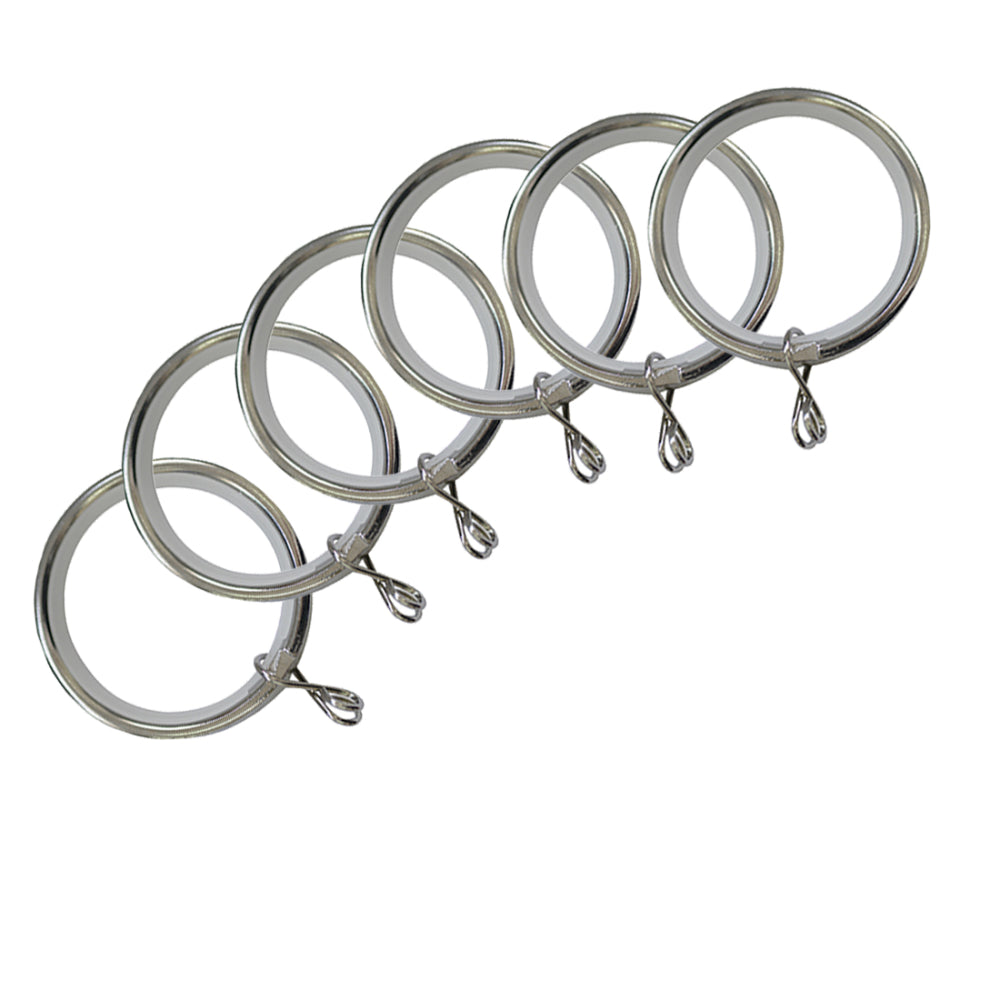 Jones Curtain Rings Chrome - Pack of 6 - for 28mm pole