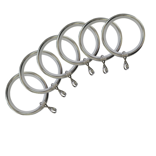 Jones Curtain Rings Chrome - Pack of 6 - for 28mm pole