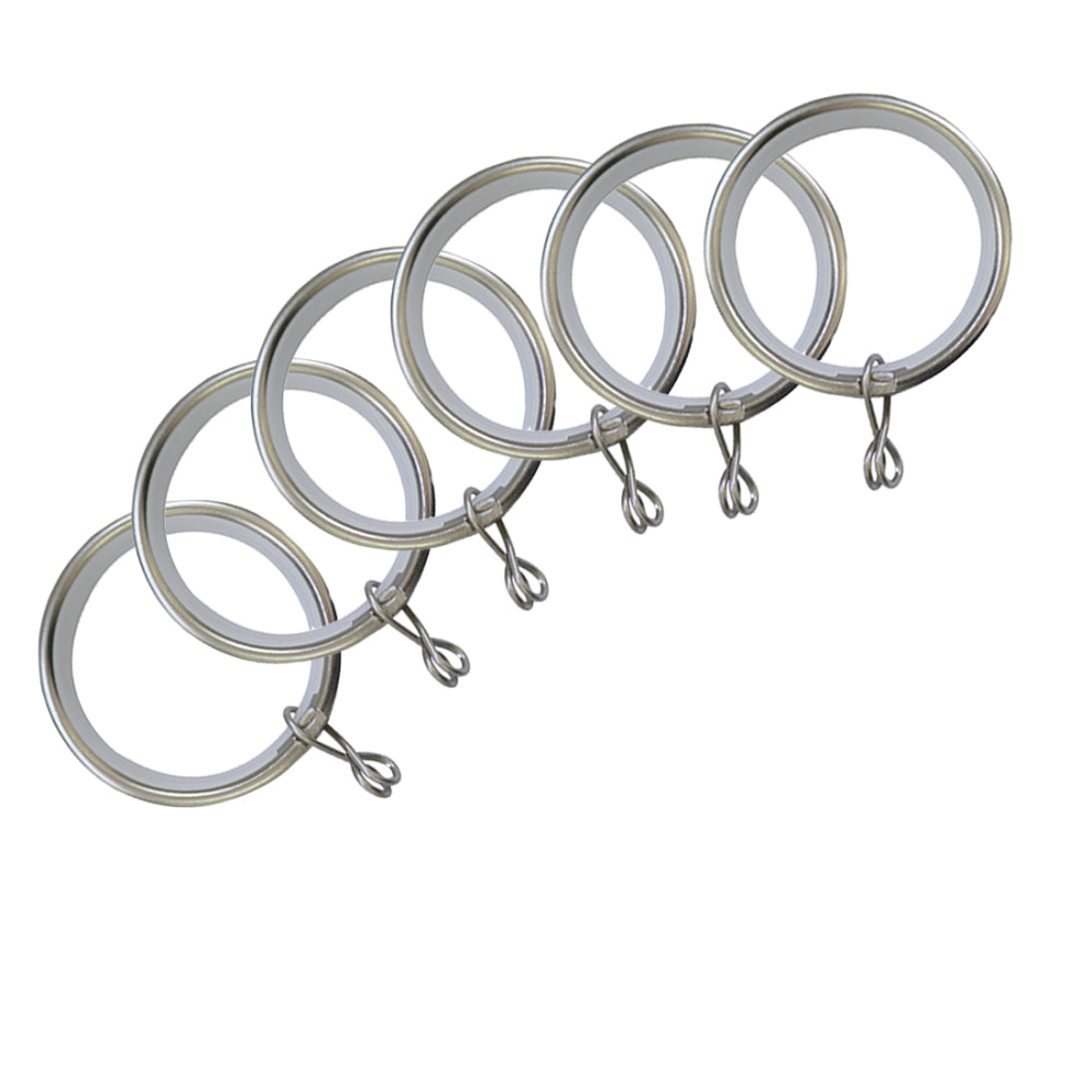 Jones Curtain Rings Matt Nickel - Pack of 6 - for 28mm pole