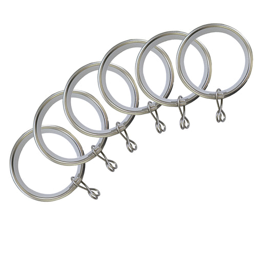 Jones Curtain Rings Matt Nickel - Pack of 6 - for 28mm pole